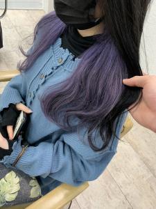 イヤリングブルーラベンダーロングレイヤー10代20代30代 - agir hair 所沢 【アジールヘア】 所沢プロペ通り店掲載