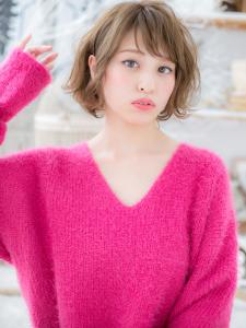 インナーカラー斜めバングくせ毛風小顔ボブ　ボブパーマ - mod's hair【モッズヘア】越谷/越谷西口店掲載
