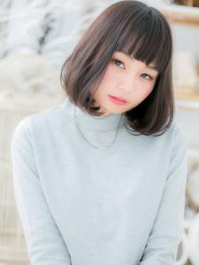 黒髪耳かけ韓国風大人ボブでひし形シルエット　ぱっつん前髪 - mod's hair【モッズヘア】越谷/越谷西口店掲載