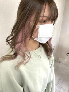 20代30代40代大人ピンクインナーカラー耳掛け【上野】 - agir hair 上野店掲載
