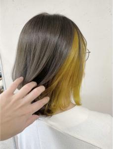 20代30代インナーカラーイエローカラー外ハネ【上野】 - agir hair 上野店掲載