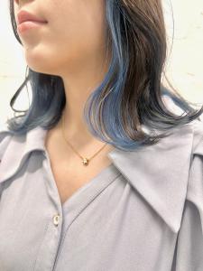 イヤリングカラーブルーインナーカラーブルーネイビーブルー原宿 - prize 表参道/原宿店【プライズ】掲載