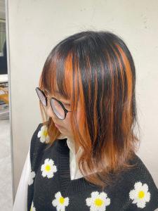 20代30代インナーカラーオレンジカラー外ハネ【上野】 - agir hair 上野店掲載