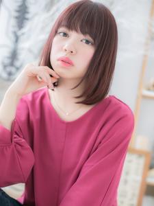 ピンクベージュ大人ガーリー小顔前下がりボブ　ヘルシースタイル - mod's hair【モッズヘア】越谷/越谷西口店掲載