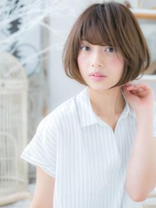 インナーカラー斜めバング大人可愛いミニボブ　グレージュカラ　 - mod's hair 越谷西口店【モッズヘア】掲載