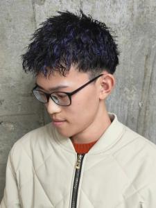 ツイストパーマ　ハイライト　ブルーカラー　ツーブロック　束感 - MEN'S SALON alfRed 平針店掲載