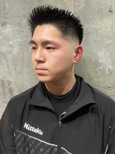 スキンフェード　アップバング　短髪　黒髪　束感　爽やか - MEN'S SALON alfRed 瑞穂店掲載