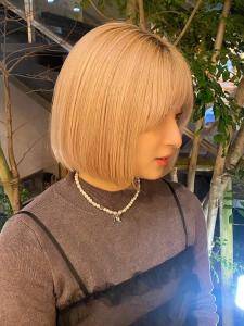 【pignon】ブリーチカラー　ミニボブ　切りっぱなしボブ - 髪質改善 SEPT. 天神大名掲載