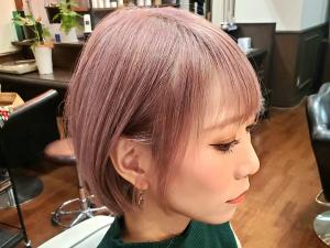 ホワイトピンク×ミニボブ - hair make Huprok掲載