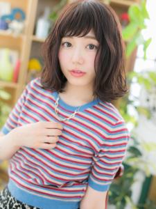 斜めバング黒髪外ハネカールミディアムボブ　マッシュパーマ - COVER HAIR & SPA bliss【カバーヘア アンド スパ ブリス】浦和/浦和西口店掲載
