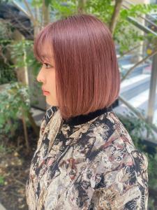 【pignon】アッシュピンクカラー　丸みボブ　透明感カラー - 髪質改善 SEPT. 天神大名掲載