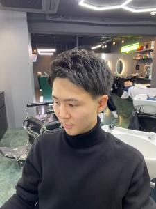 波で巻き/マッシュパーマ/ウルフ/ハイライト<理容室>三軒茶 - Greedy FOX barber shop 三軒茶屋掲載