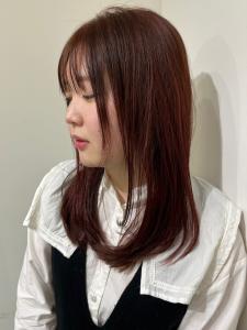 レイヤーロング　レッドブラウン　顔周りカット - Ai WilL掲載