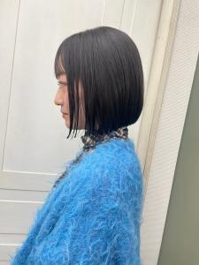 丸型卵形切りっぱなしボブワンレンボブ美髪ピンクブラウン立川 - newi saLyu 立川掲載