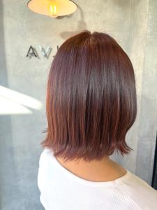 丸型卵形切りっぱなしボブワンレンボブ美髪ピンクブラウン立川 - N° jillva 立川掲載