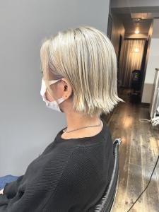 ホワイトブリーチ・シルバーカラーレイヤーボブ - hair＆make egerie掲載