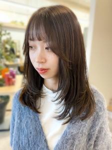 顔周りレイヤーカット　顔周りカット　透明感　ベージュカラー - canoe 博多ミスト店掲載
