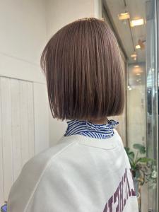 丸型卵形切りっぱなしボブワンレンボブ美髪オリーブブラウン渋谷 - N° anfeel 渋谷掲載