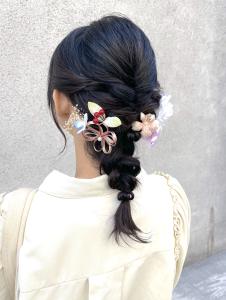 卒業式ヘアセット　黒髪あみおろしスタイル　 - MANOHARU掲載