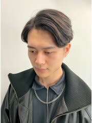 メンズ　マッシュ　センターパート　 ニュアンスパーマ　黒髪 - Men's salon SEPT. 博多掲載
