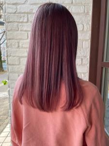 ピンクパープル　セミロング　髪質改善ストレート - Oggi 西新店掲載