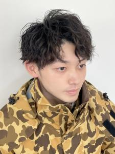 ツイストスパイラルパーマ　センターパート　ツーブロック - MENS SALON RUGGED 大野城店掲載
