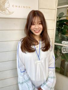 顔周りレイヤー内巻きロングワンカール仕上げ梅ヶ丘豪徳寺 - CHAINON掲載