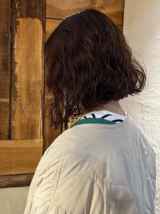 切りっぱなしボブ　ナチュラルパーマ　前下がりボブ　ブラウン - HAIR&HEADSPA SQUARE＊UNO HAKATA掲載