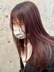 透明感カラー　ピンクカラー　ストレート　艶感　顔周りカット - HAIR&HEADSPA SQUARE＊UNO HAKATA掲載