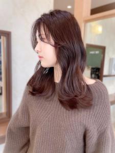 【MICHI 富田店　古作蓮】顔周りレイヤー　艶感　ブラウン - HAIR MAKE MICHI 富田店掲載
