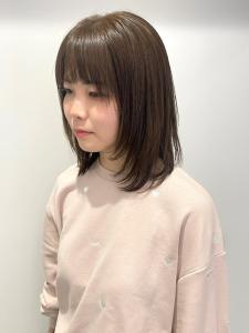 ミディアムレイヤー　オリーブベージュ　顔周りカット - CAPA  central 天神・大名店掲載