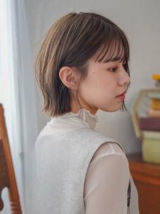 切りっぱなし　シースルー前髪　アッシュブラウン - HAIR MAKE age 天神西通り店掲載