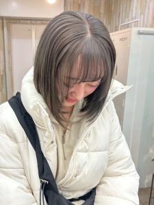 丸型卵形韓国顔まわり美髪ミルクティーグレーベージュ渋谷 - N° anfeel 渋谷掲載
