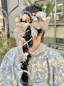 編み下ろしリボンアレンジ　和装ヘア　水引き×お花 - NAKAO COIFFURE掲載