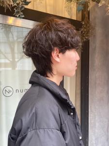 メンズカットアッシュブラックカルマパーマベリーショート立川 - N° jillva 立川掲載