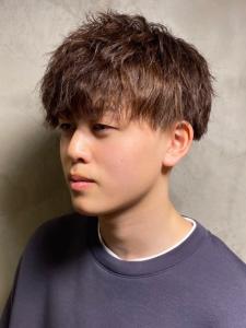 ツイストスパイラルパーマ　マッシュショート　ブラウンカラー - 完全個室 THIS IS BARBER 3rd掲載