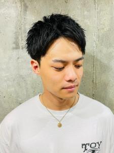 ショートスタイル　アップバング　束感　黒髪 - MEN'S SALON SOLEIL by alfRed掲載