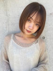 丸みボブ　20代30代　透明感　艶カラー　ナチュラルベージュ - Glimpse 大濠店掲載