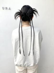 黒髪/グレーベージュ/レイヤーロング/前髪パーマ - LEMO BY URA掲載