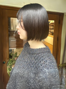 丸みショートボブ　ダークブラウン　顔周りレイヤー - HAIR&HEADSPA SQUARE＊UNO HAKATA掲載