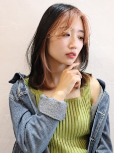 ミディアムレイヤー　ピンクベージュ　フェイスフレーミング - 福岡 オーガニックカラー miroa掲載