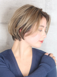 40代50代小顔前髪イメチェンアンブレラカラーショート - INCEPTION  GINZA 銀座掲載