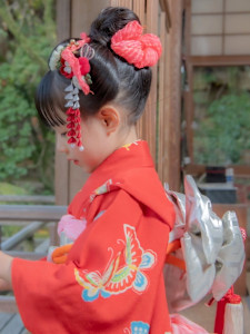七五三　日本髪ヘアセット　キッズヘアアレンジ　着物