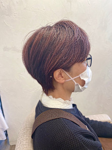 ハンサムショート×ワインレッド