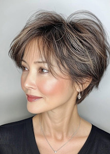 くびれショート＋白髪ぼかしハイライト【白髪染め50代髪型】 - AVANCE. PRODUCED by EGAO大阪梅田店掲載