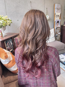 ブリーチなしインナーカラー☆チェリーレッド