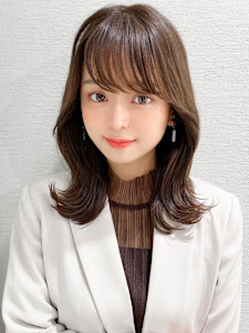 ミニウルフ前髪パーマ韓国くびれミディアムチェリーブラウン - AFLOAT/L 錦糸町【アフロートエル】掲載