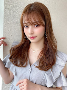 後れ毛が可愛い顔周りハイレイヤーロングチェリーブラウン  - AFLOAT/L 錦糸町【アフロートエル】掲載