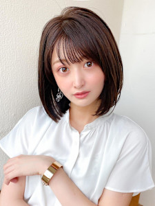 耳かけショートボブ似合わせカット30代40代チェリーブラウン - AFLOAT/L 錦糸町【アフロートエル】掲載