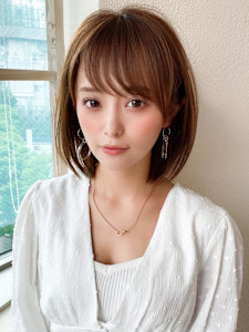 耳かけショートボブ似合わせカット30代40代チェリーブラウン - AFLOAT/L 錦糸町【アフロートエル】掲載